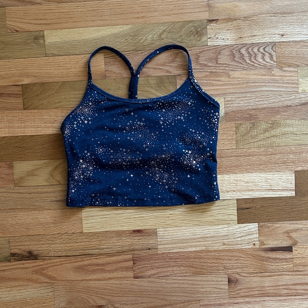 Navy Blue Starry Crop Top